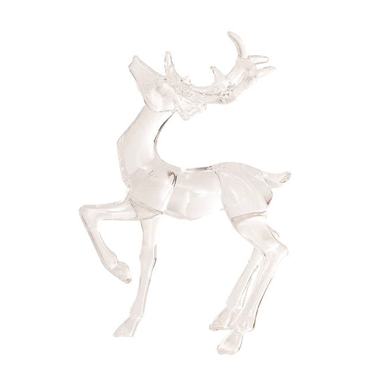 One Leg Up Standing Acrylic Reindeer Clear (16.5cmH)
