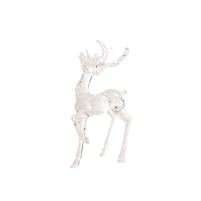 One Leg Up Standing Acrylic Reindeer Clear (16.5cmH)