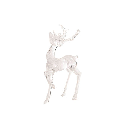 One Leg Up Standing Acrylic Reindeer Clear (16.5cmH)