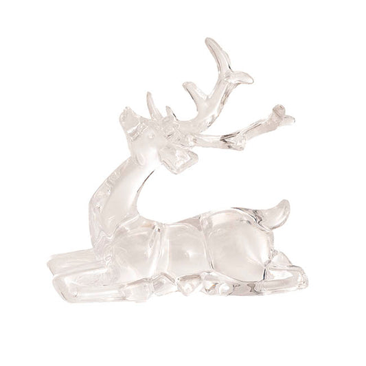 Sitting Acrylic Reindeer Clear (11.5cmH)