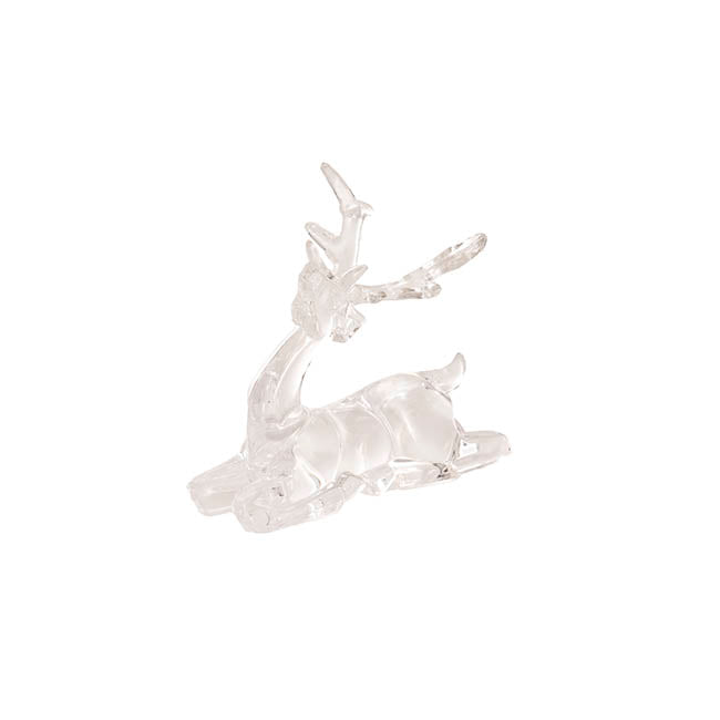 Sitting Acrylic Reindeer Clear (11.5cmH)