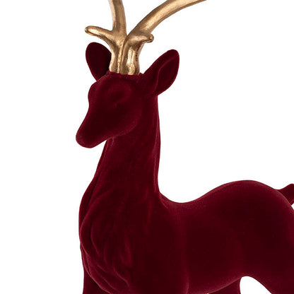 Standing Reindeer w Gold Antler Flocked Burgundy (38x85cmH)
