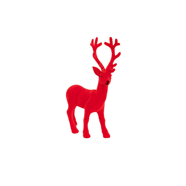 Flocked Standing Reindeer Red (20.5cmH)