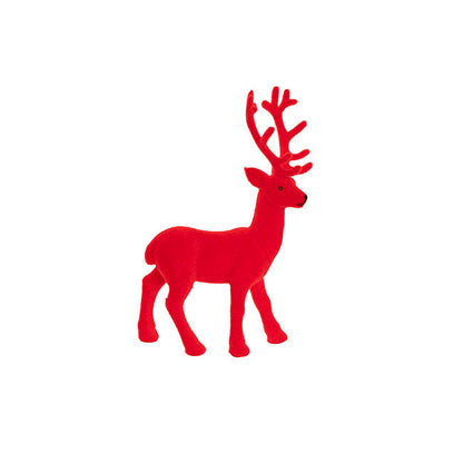 Flocked Standing Reindeer Red (20.5cmH)