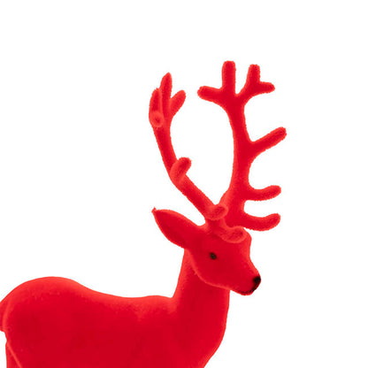 Flocked Standing Reindeer Red (20.5cmH)