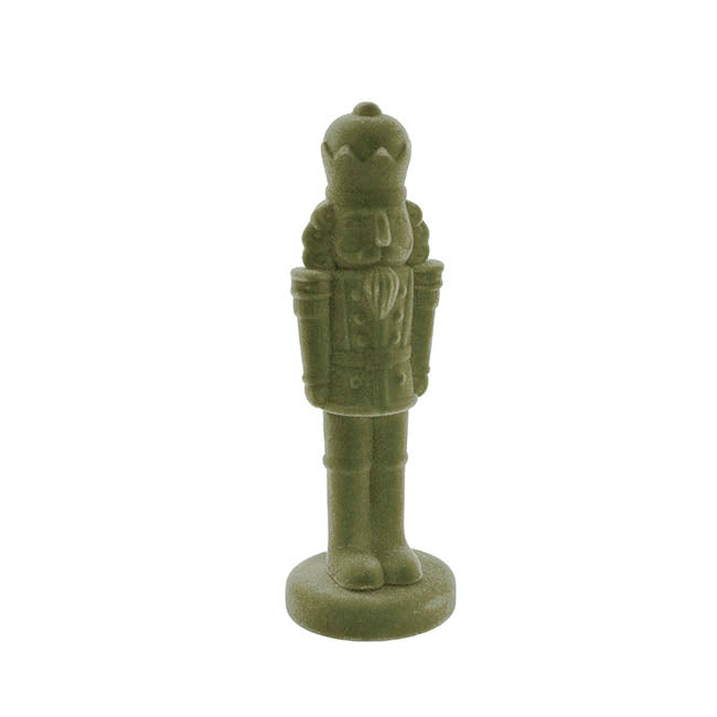 Flocked Nutcracker Olive Green (32cmH)
