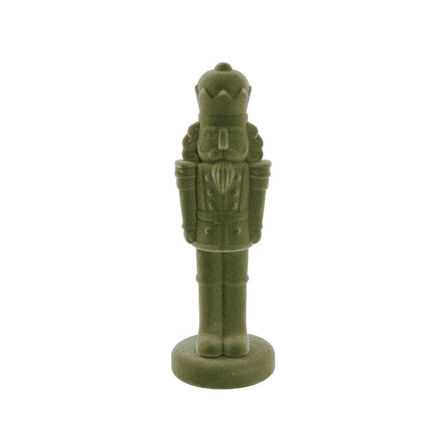 Flocked Nutcracker Olive Green (32cmH)