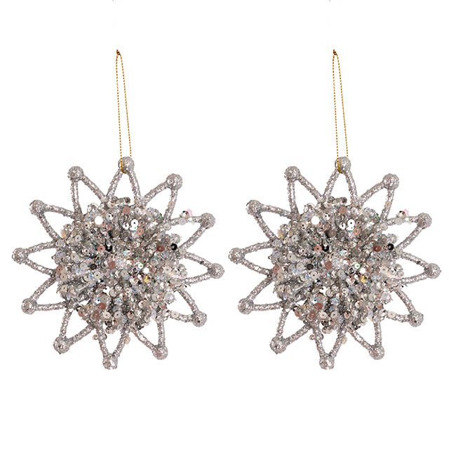 Hanging Starburst Pack 2 Iridescent Silver (11.5cmD)