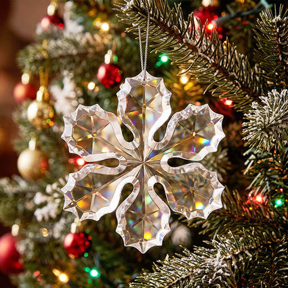 Hanging Crystal Acrylic Snowflake Pack 2 Clear (10.5cmD)