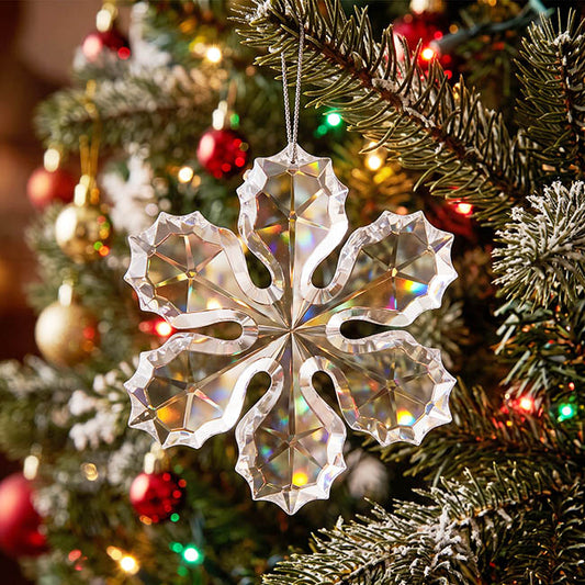 Hanging Crystal Acrylic Snowflake Pack 2 Clear (10.5cmD)