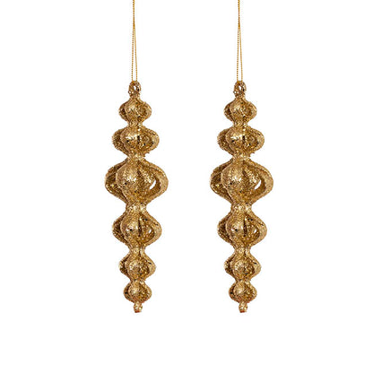Hanging Glitter Calabash Pack 2 Gold (16.5cmH)