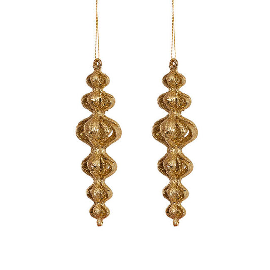 Hanging Glitter Calabash Pack 2 Gold (16.5cmH)