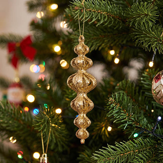 Hanging Glitter Calabash Pack 2 Gold (16.5cmH)