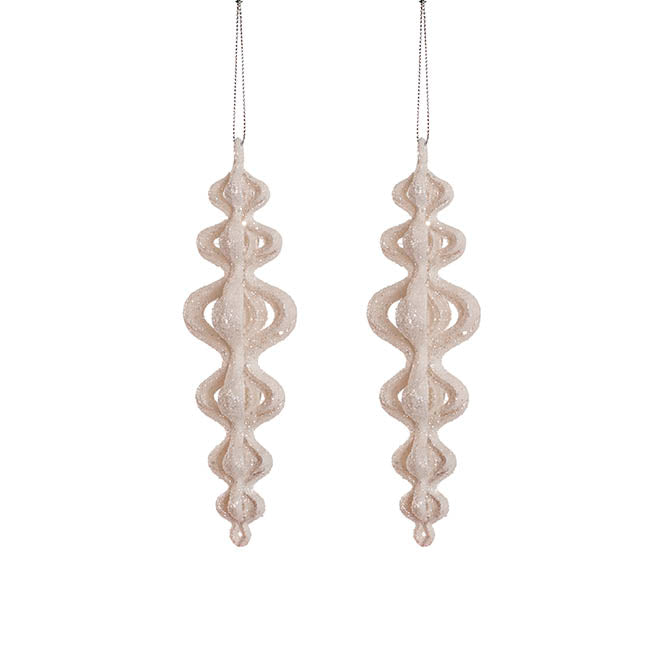 Hanging Glitter Calabash Pack 2 White (16.5cmH)