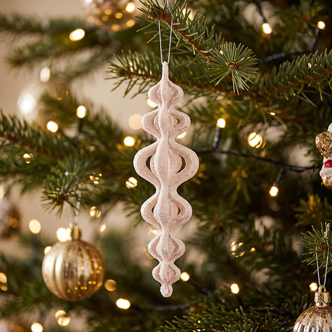 Hanging Glitter Calabash Pack 2 White (16.5cmH)