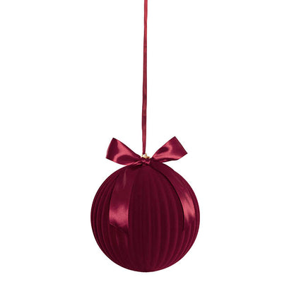 Large Flocked Baubles Pack 2 Burgundy (20cmD)
