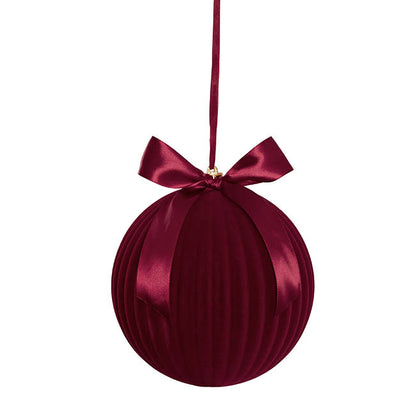 Large Flocked Baubles Pack 2 Burgundy (20cmD)