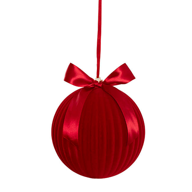 Large Flocked Baubles Pack 2 Dark Red (20cmD)