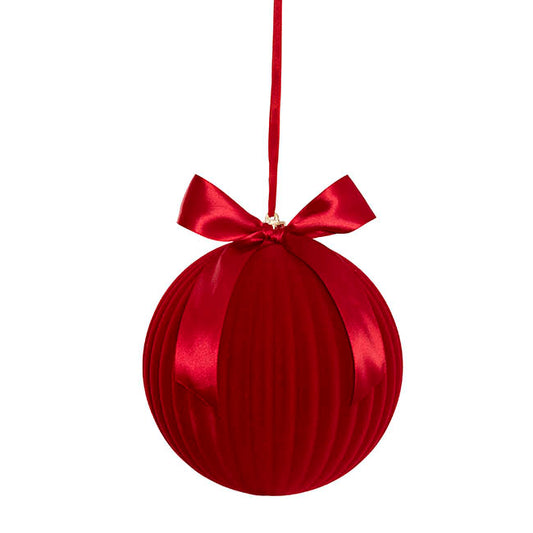 Large Flocked Baubles Pack 2 Dark Red (20cmD)