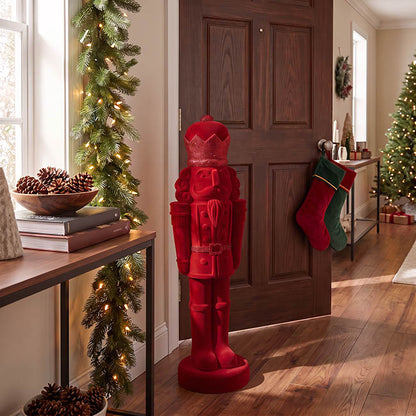 Flocked Nutcracker King Dark Red (81.5cmH)