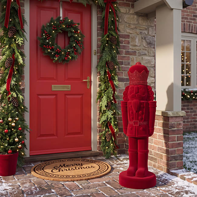 Flocked Nutcracker King Dark Red (81.5cmH)