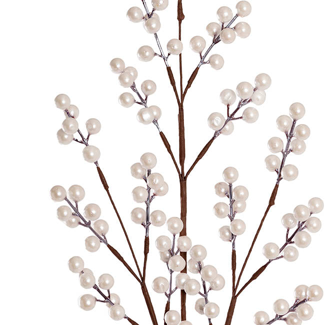 Christmas Berry Long Stem Spray Ivory (85cmH)