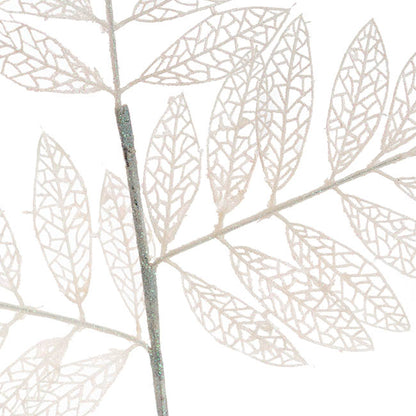 Glitter Artificial Leaf Spray Iridescent White (70cmH)