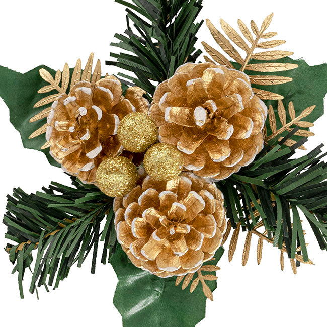 Pinecone Christmas Pick Pack 4 Gold (17.5cmH)