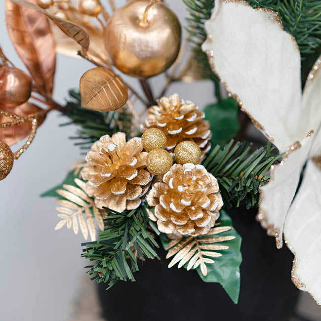 Pinecone Christmas Pick Pack 4 Gold (17.5cmH)