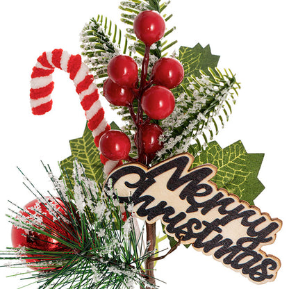 Christmas Snow Pine Berry Candy Pick Red Pack 3 (25cmH)