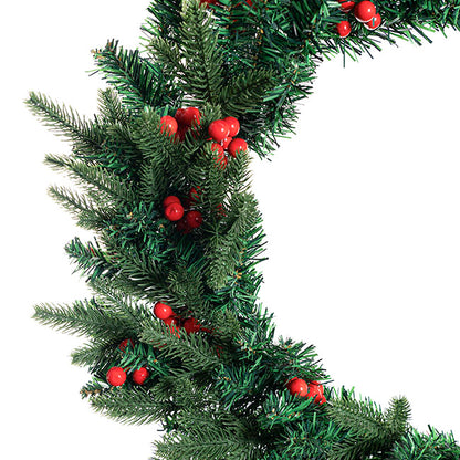 Traditional Pine & Red Berry Wreath Green (60cmD)