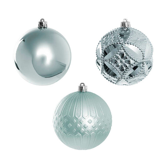 Decorative Hanging Baubles Set 6 Ice Blue (10cmD)