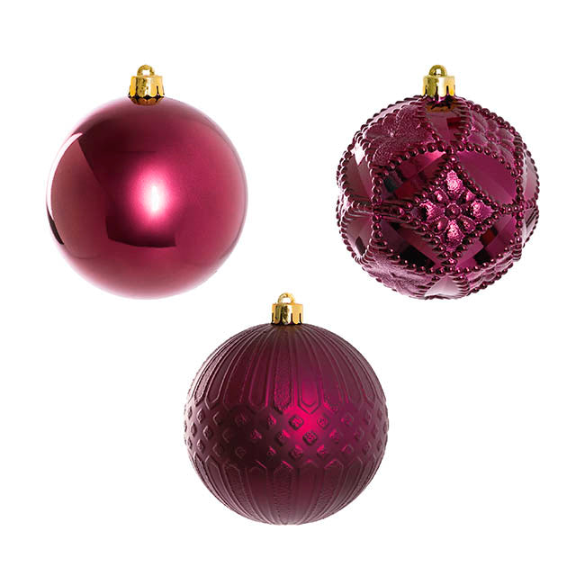 Decorative Hanging Baubles Set 6 Plum (10cmD)