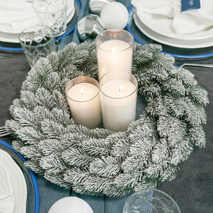 Snow Flocked Traditional Pine Wreath White (45cmD)