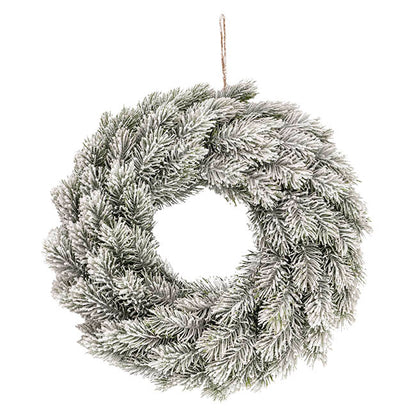 Snow Flocked Traditional Pine Wreath White (45cmD)