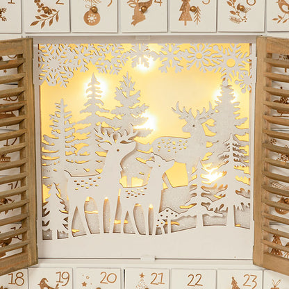 LED Reindeer Advent Calendar House White (46.5cmH)