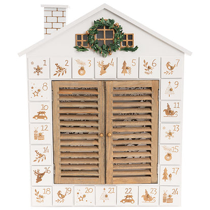 LED Reindeer Advent Calendar House White (46.5cmH)