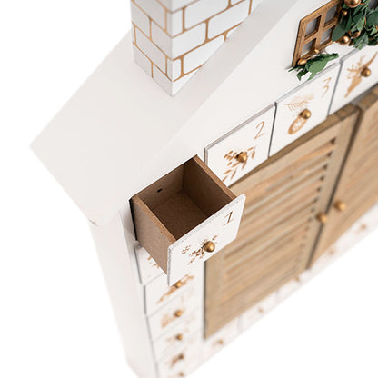 LED Reindeer Advent Calendar House White (46.5cmH)