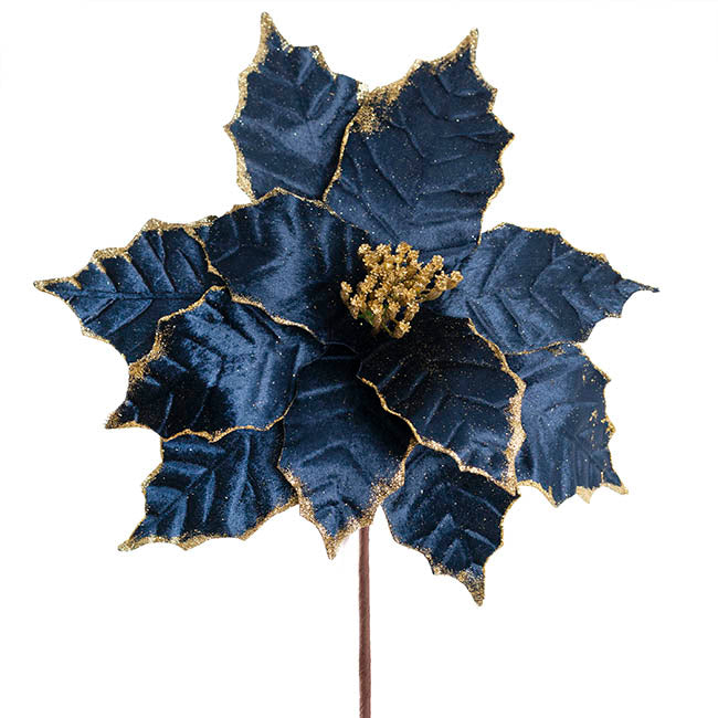 Large Poinsettia Pick Navy (40cmDx35cmH)