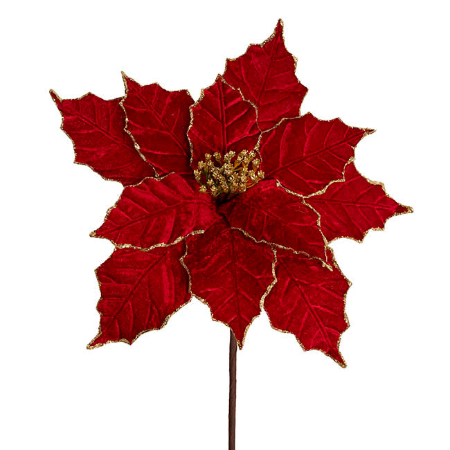 Large Poinsettia Pick Red (40cmDx35cmH)