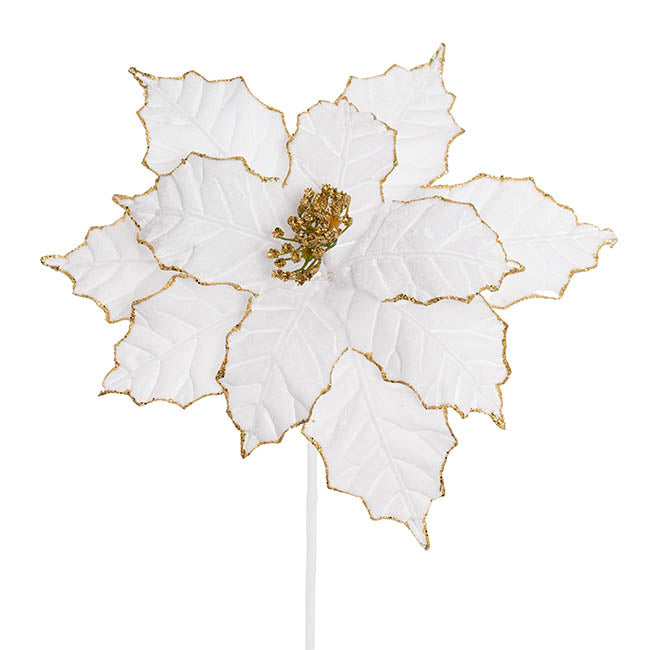 Large Poinsettia Pick White (40cmDx35cmH)