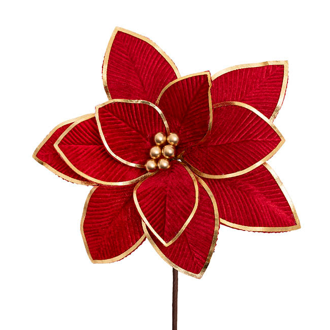 Large Elegant Poinsettia Pick Red (34cmDx25cmH)