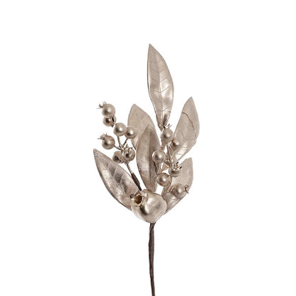 Pomegranate Berry Leaf Pick Champagne (30cmH)