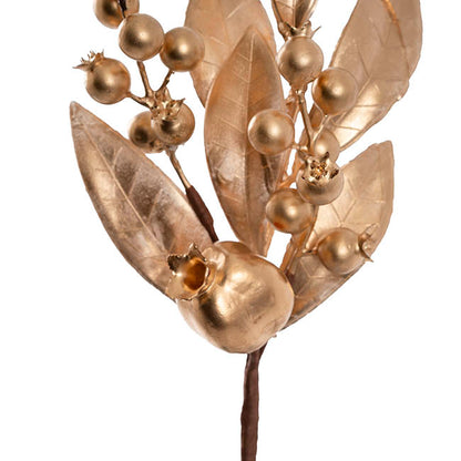Pomegranate Berry Leaf Pick Gold (30cmH)