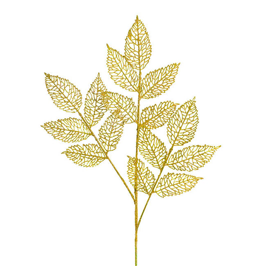 Artificial Glitter Leaf Spray Gold (76cmH)