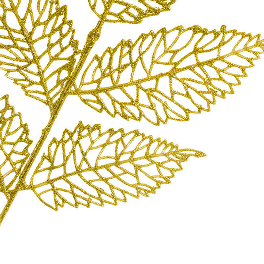 Artificial Glitter Leaf Spray Gold (76cmH)