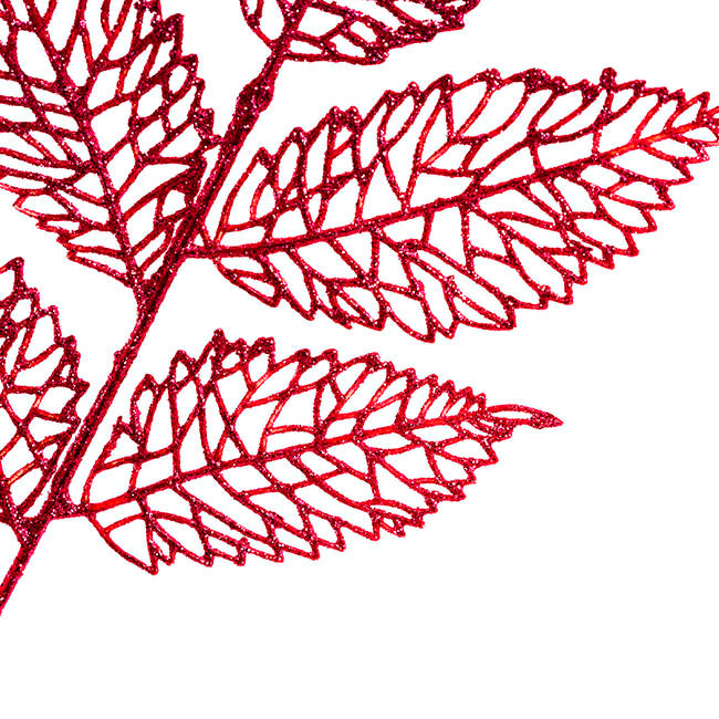 Artificial Glitter Leaf Spray Red (76cmH)