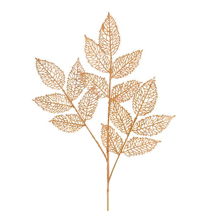 Artificial Glitter Leaf Spray Rose Gold (76cmH)