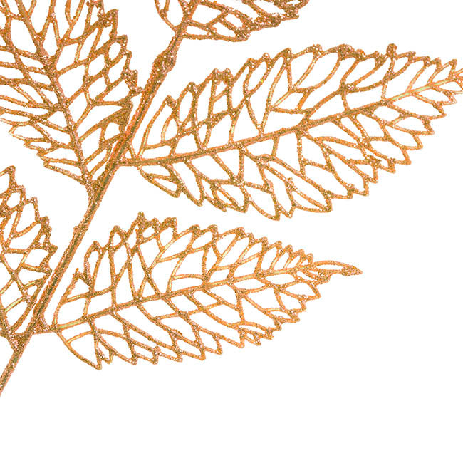 Artificial Glitter Leaf Spray Rose Gold (76cmH)