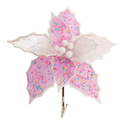 Sprinkled Poinsettia Clips Pack 2 Pastel Purple (24Dx10cmH)